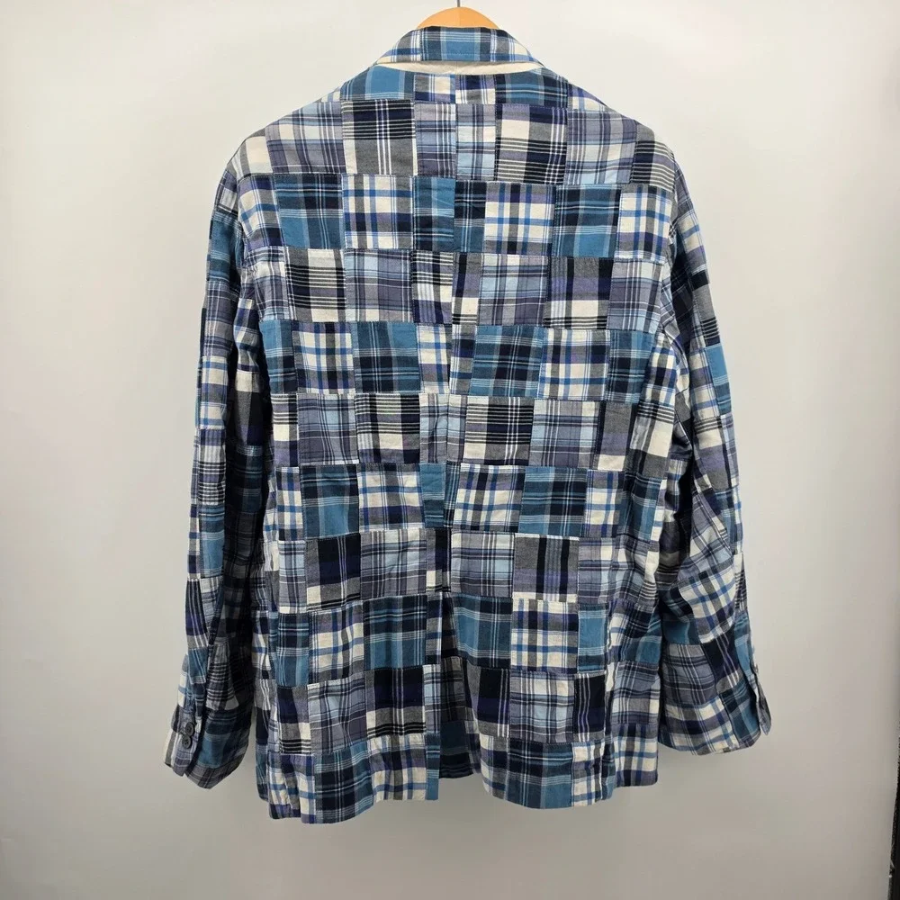 Polo Ralph Lauren Mens Blue Patchwork Madras Plaid Blazer Sport Coat Large NWT